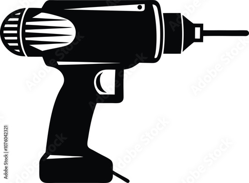 Electric drill machine silhouette, drill silhouette, Drill icon vector black