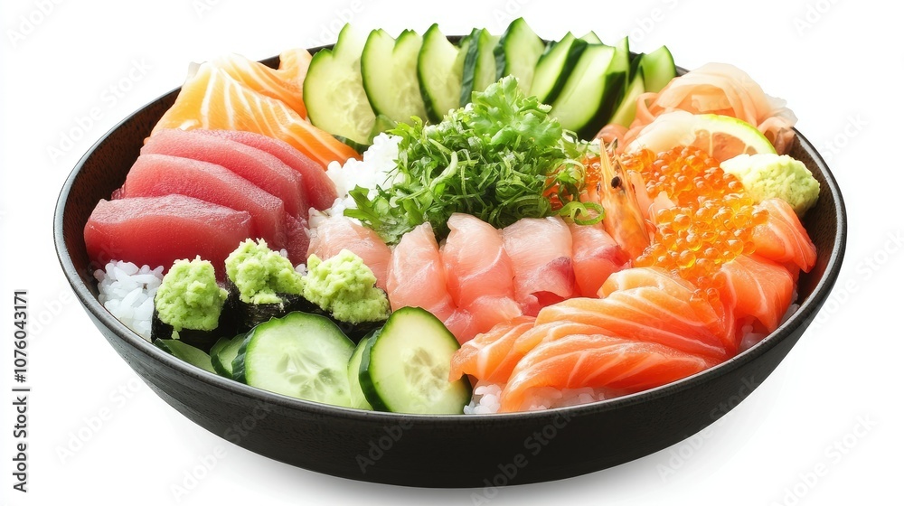 Stunning Chirashi Don Bowl with Fresh Sushi Toppings Stunning Chirashi Don Bowl with Fresh Sushi Toppings