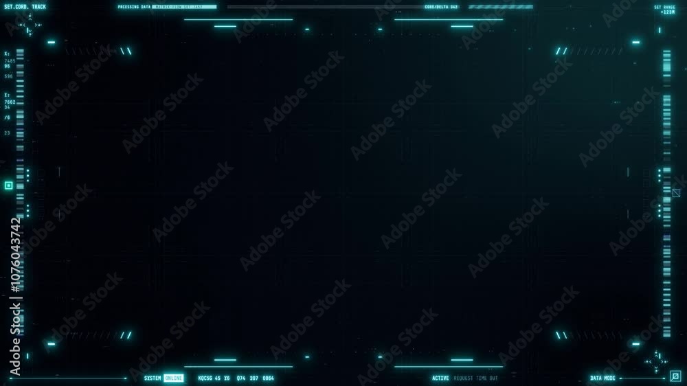 Advanced empty HUD interface. Blue future head up display screen, Digital technology background concept, copy space forn any message or content, 4k loop