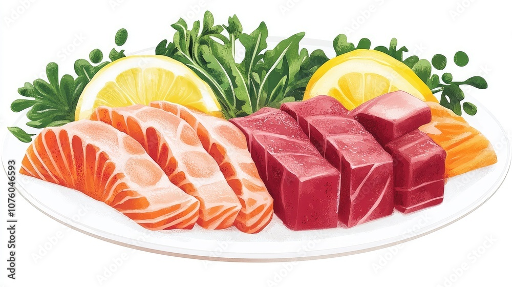 Artful Presentation of Fresh Sashimi Delicacies Artful Presentation of Fresh Sashimi Delicacies