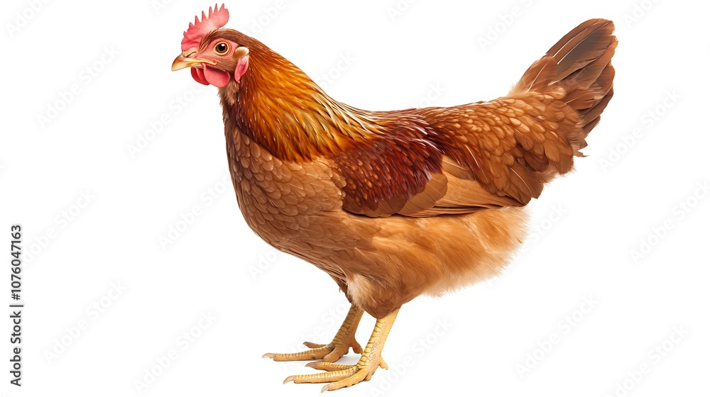 Fototapeta premium brown hen stands facing forward.