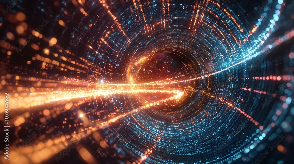 Glowing Quantum Computer with Swirling Data Streams Symbolizing Future Computing Power Glowing Quantum Computer with Swirling Data Streams Symbolizing Future Computing Power