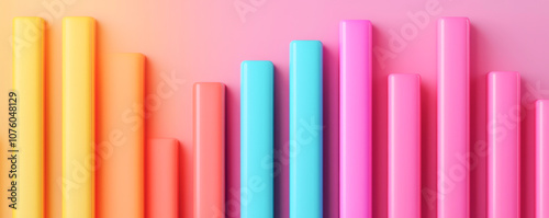 Colorful bar graphs on a gradient background