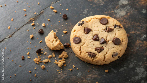 single round biscuit with chocolate chips