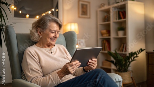 Senior Woman Holding Digital Tablet