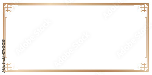 Chinese frame decorative corner golden colors isolated white backgrounds design frame for your text or image, borders divider, labels, certificate completion template elements, photo framed minimalist