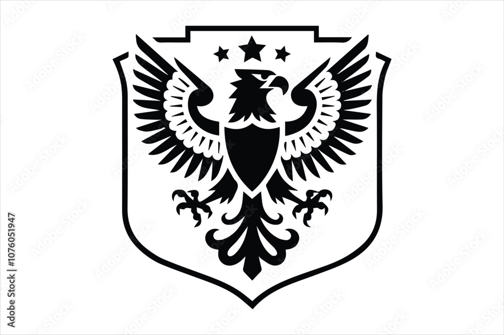 Fototapeta premium Bold eagle logo hawk emblem star accented business vector design