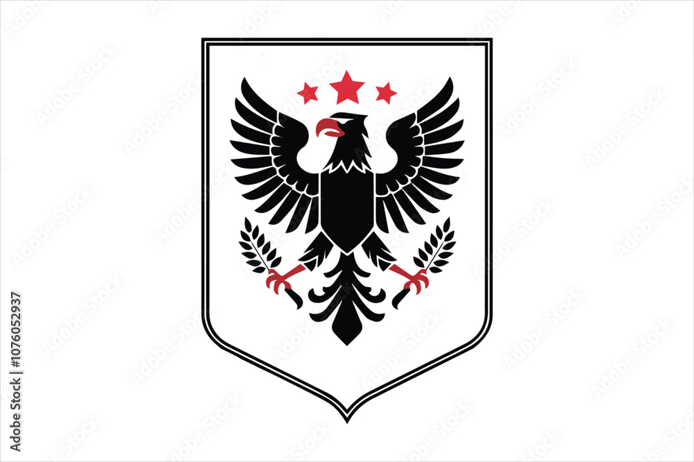 Fototapeta premium Bold eagle logo hawk emblem star accented business vector design