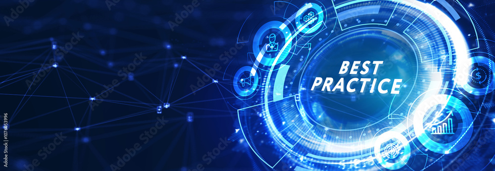 Obraz premium Business, Technology, Internet and network concept. BEST PRACTICE successful business concept. 3d illustration