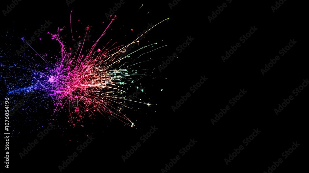 Vibrant Abstract Colorful Sparks on Black Background with Dynamic Energy and Movement for Creative and Artistic Visuals Vibrant Abstract Colorful Sparks on Black Background with Dynamic Energy and Movement for Creative and Artistic Visuals