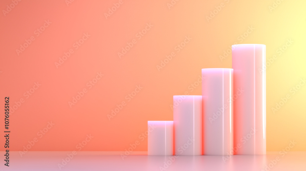 Modern bar graph with pastel colors representing growth and data analysis trends. Modern bar graph with pastel colors representing growth and data analysis trends.