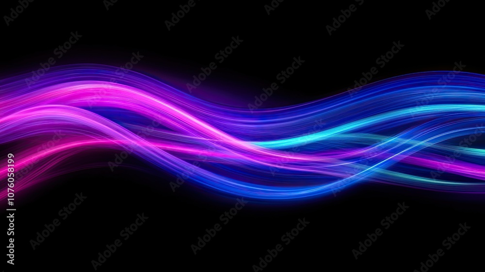 Vibrant Neon Light Trails Flowing on a Dark Background Vibrant Neon Light Trails Flowing on a Dark Background