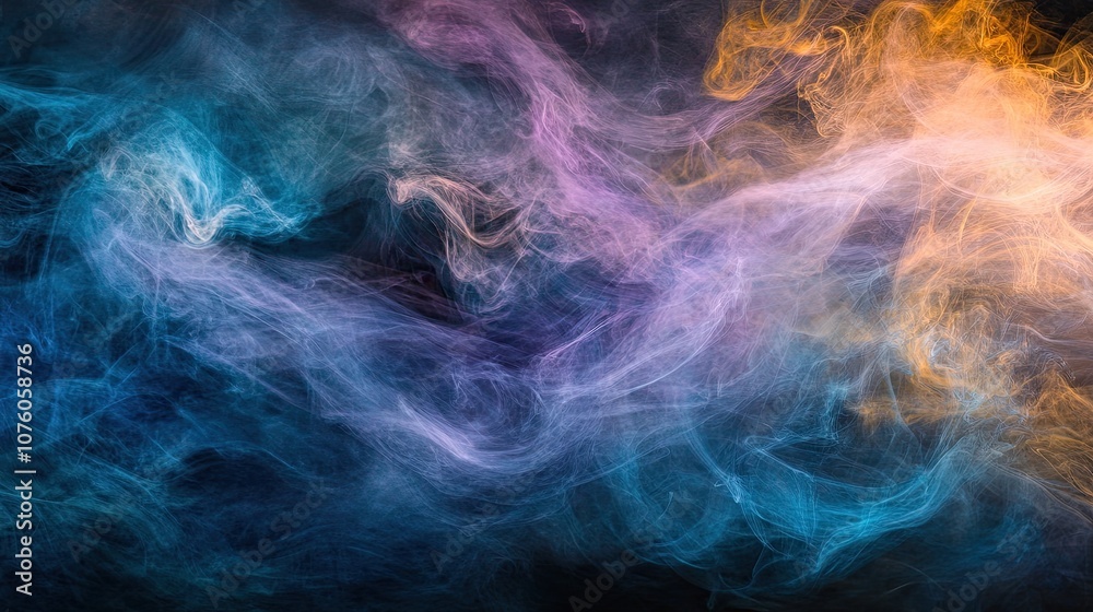 Obraz premium Colorful smoke texture on a dark background.