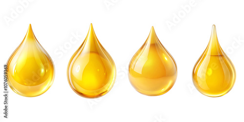 Serum gel drop yellow color isolated on transparent background 