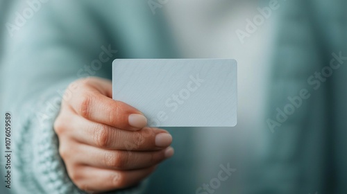 Close-Up of a Hand Holding a Blank Card, Representing Social Security Benefits in a Professional Setting for Financial or Legal Contexts