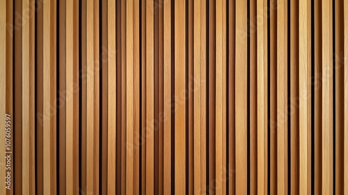  Wooden wall background with vertical slats, texture of natural wood paneling for interior design or backdrop. Wooden paneling wall. 