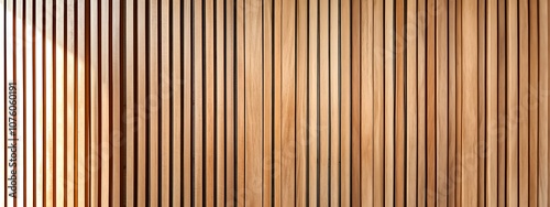  Wooden wall background with vertical slats, texture of natural wood paneling for interior design or backdrop. Wooden paneling wall. 