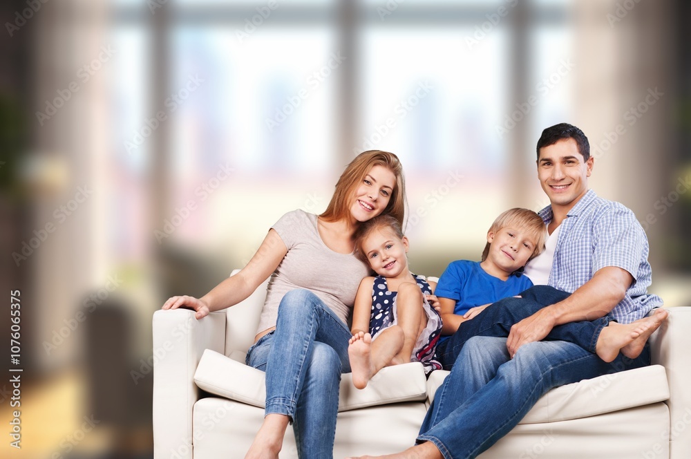 Joyful family with children enjoying quality time Joyful family with children enjoying quality time