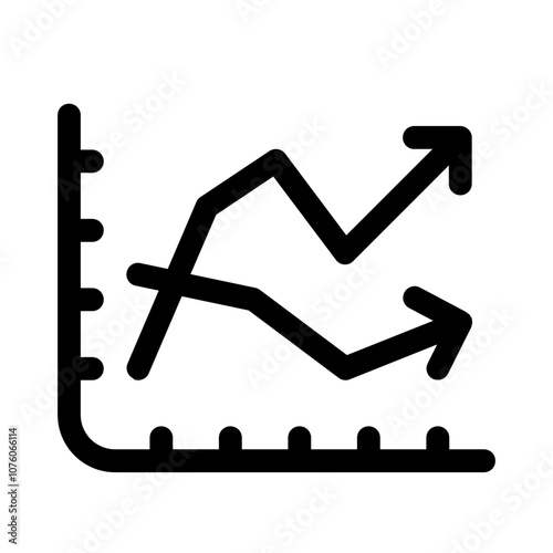 updown graph icon with glyph style, perfect for user interface projects