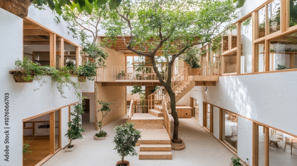 Fototapeta premium In the center of an indoor courtyard