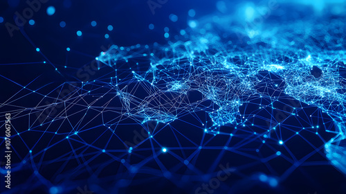 Abstract blue digital network connection.