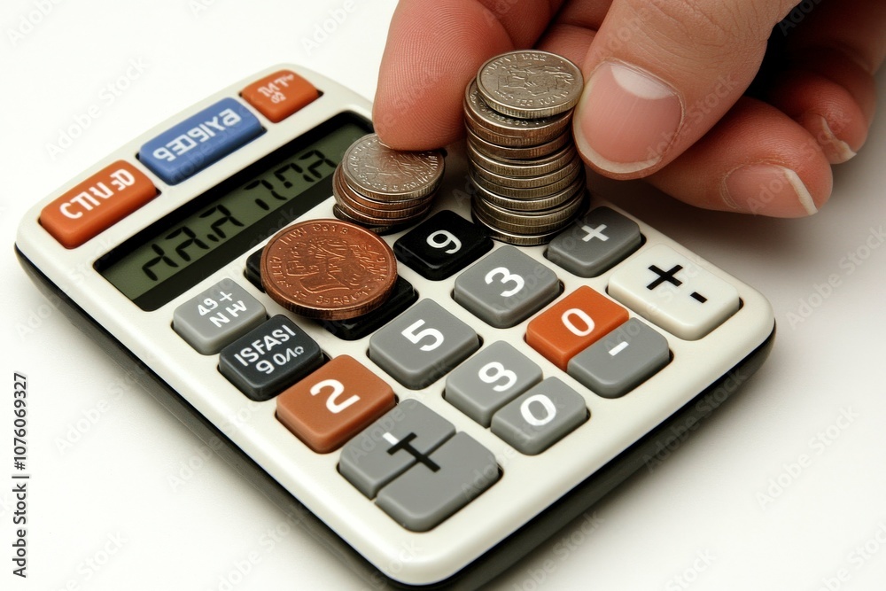 Coin Stacking on Calculator for Financial Planning