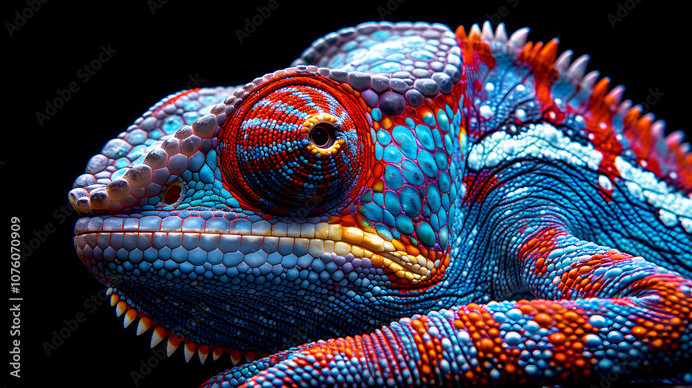 Detailed View of Colorful Chameleon Skin Patterns Detailed View of Colorful Chameleon Skin Patterns