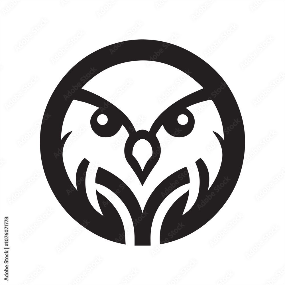 Obraz premium A owl face silhouette vector icon logo design