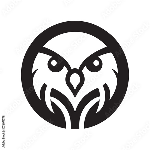 A owl face silhouette vector icon logo design