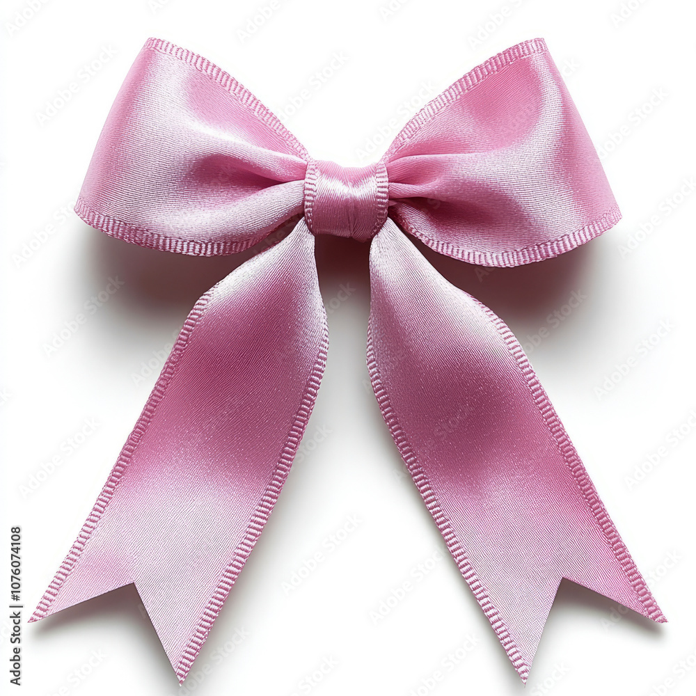 Pink ribbon bow isolated on a white background, Pink ribbon bow isolated on a white background,