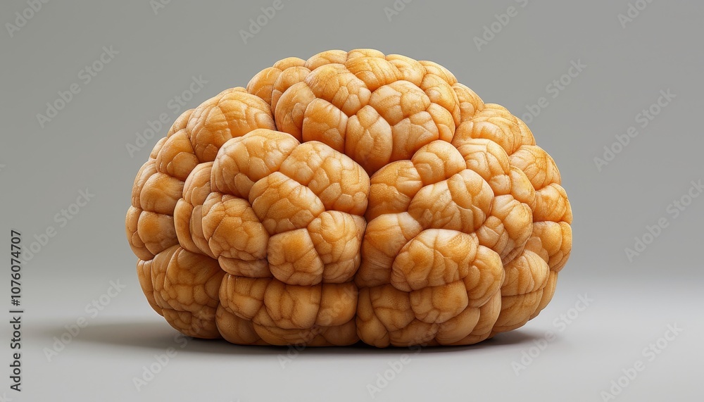 A detailed close-up of a human brain isolated on a grey background. A detailed close-up of a human brain isolated on a grey background.