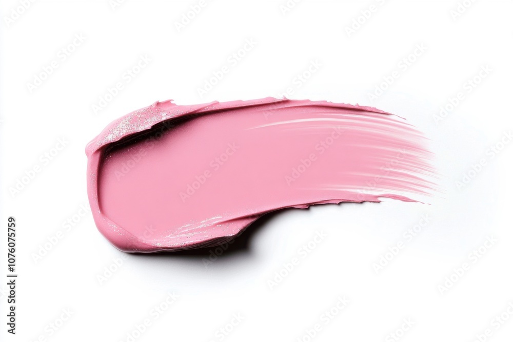 Pink lipstick smear with glitter on white background Pink lipstick smear with glitter on white background