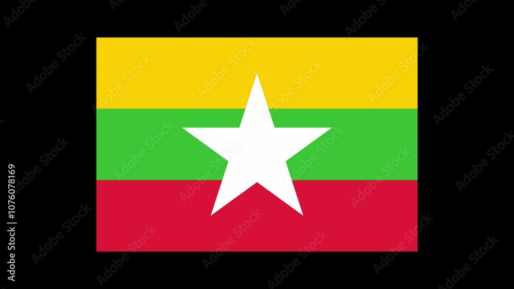 Myanmar Country Flag Shapes and Elements Construction Animation Myanmar Country Flag Shapes and Elements Construction Animation