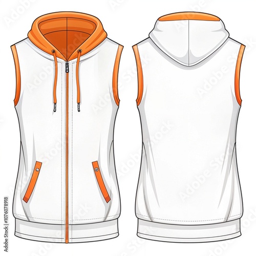 A collection of sleeveless and hooded T-shirt CAD drawings showcasing various cut-and-sew