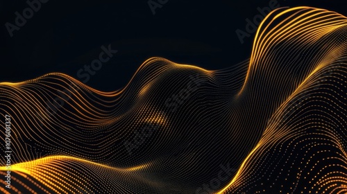 A futuristic 3D scene with golden neon lines sweeping upward over a black background, evoking sophistication and modern elegance.