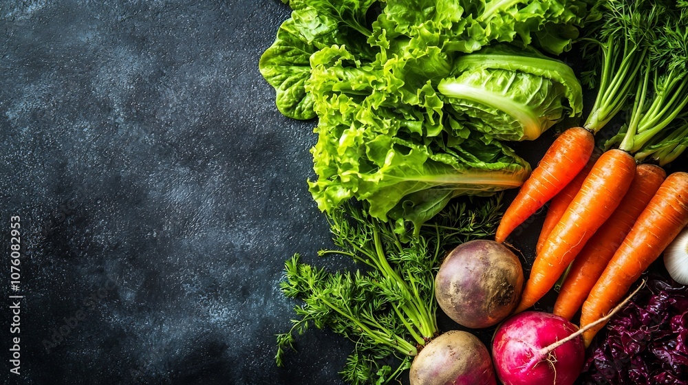 Vibrant Vegetable Arrangement on Table Showcasing Natural Organic Produce Bounty