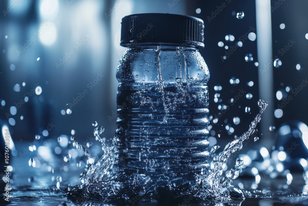 bottle of water with splash of water around it bottle of water with splash of water around it