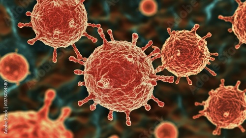 Close-up of B-cells releasing antibodies to neutralize a virus, illustrating humoral immunity.