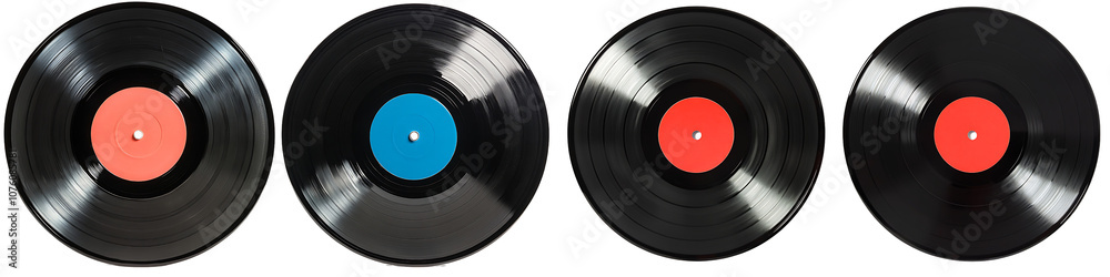 Set of vinyl records, isolated on a transparent background. Set of vinyl records, isolated on a transparent background.