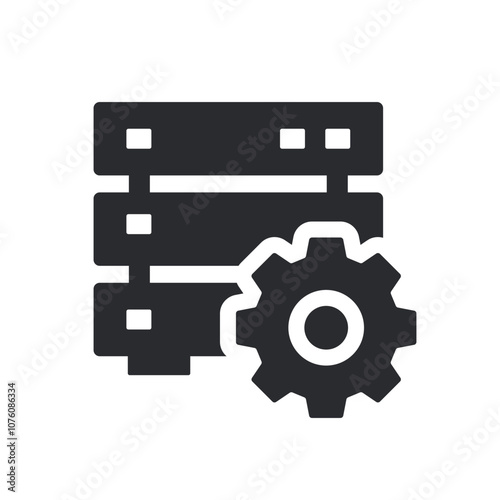 Data processing icon. Vector illustration. Symbol of infrastructure management and customization.