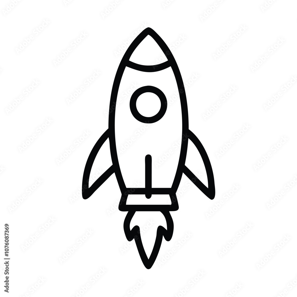 Rocket icon in black outline style, Vector illustration of a rocket with a simple black outline design, symbolizing space exploration, innovation, and startup concepts.
Rocket icon in black outline style, Vector illustration of a rocket with a simple black outline design, symbolizing space exploration, innovation, and startup concepts.