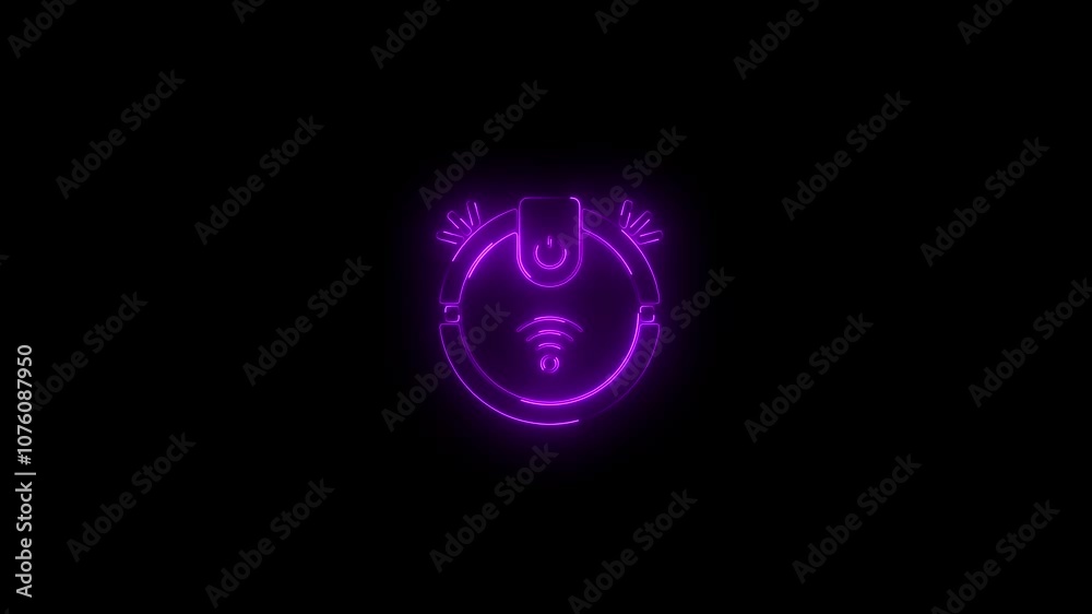 Neon Smart Home Camera Icon – Glowing Surveillance Device with Wi-Fi for Security and Automation Neon Smart Home Camera Icon – Glowing Surveillance Device with Wi-Fi for Security and Automation