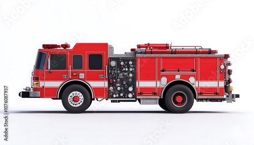 A red fire truck designed for emergency response and firefighting.