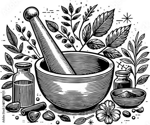 mortar and pestle vector design 