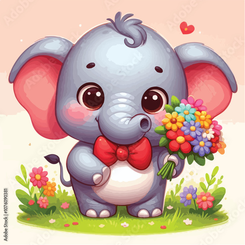 elephant with flowers . photo