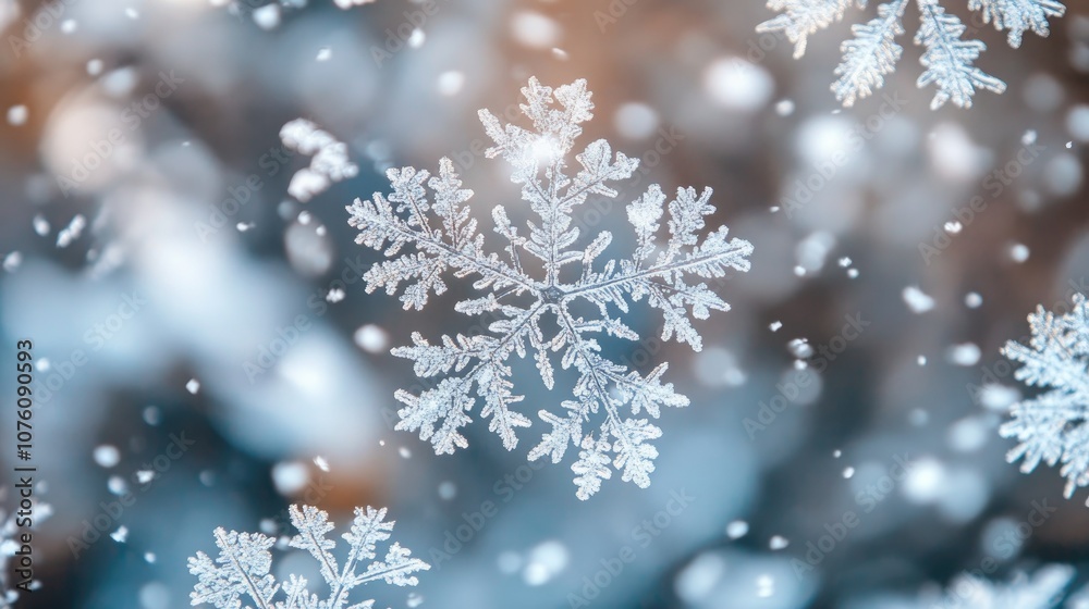 Delicate Snowflakes Falling in a Winter Wonderland Delicate Snowflakes Falling in a Winter Wonderland