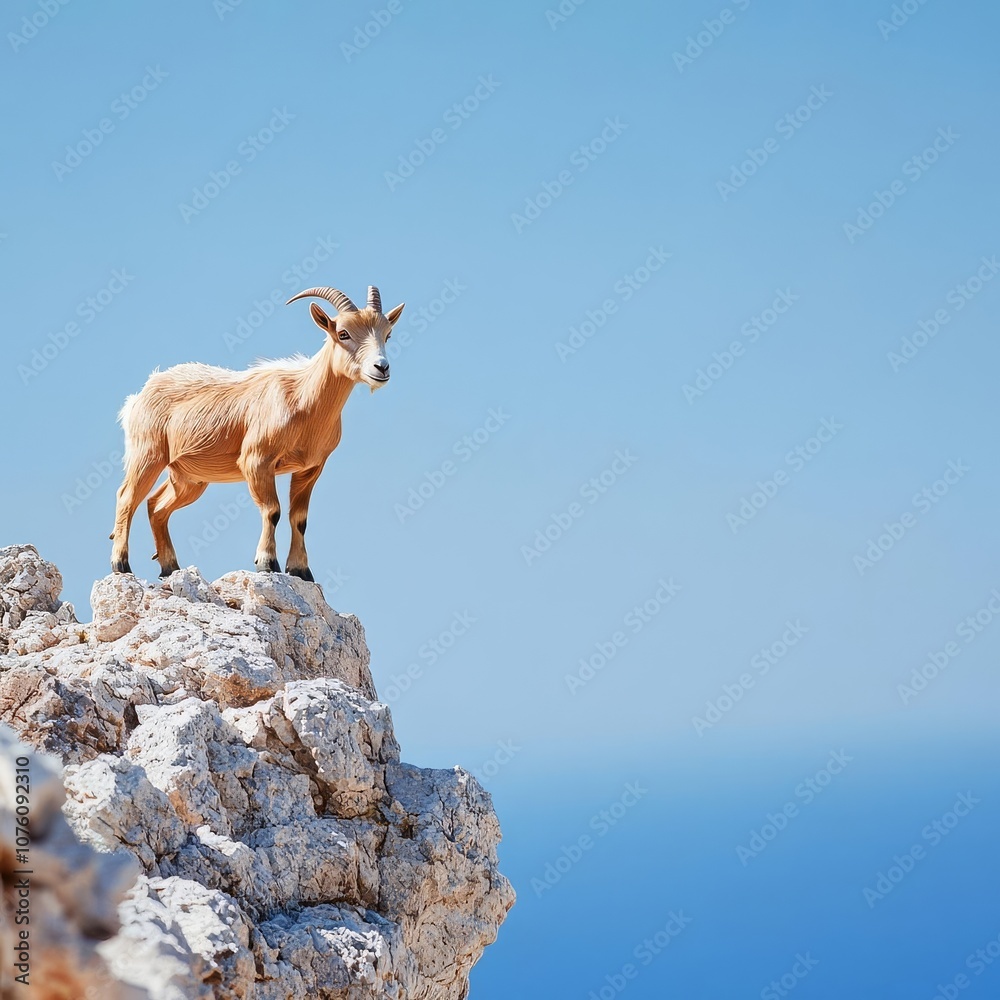 Capricorn goat on rocky ledge, focused and driven Capricorn goat on rocky ledge, focused and driven
