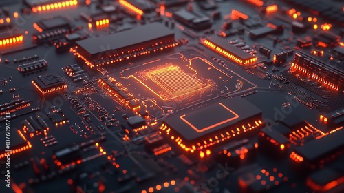 Concept of the Metaverse and an Abstract Glowing Chip