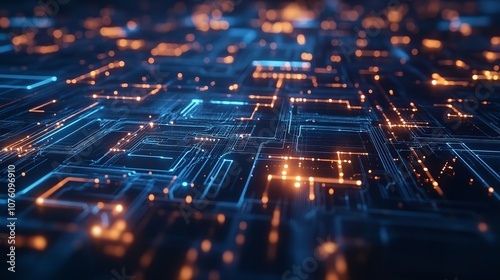 Concept of the Metaverse and an Abstract Glowing Chip