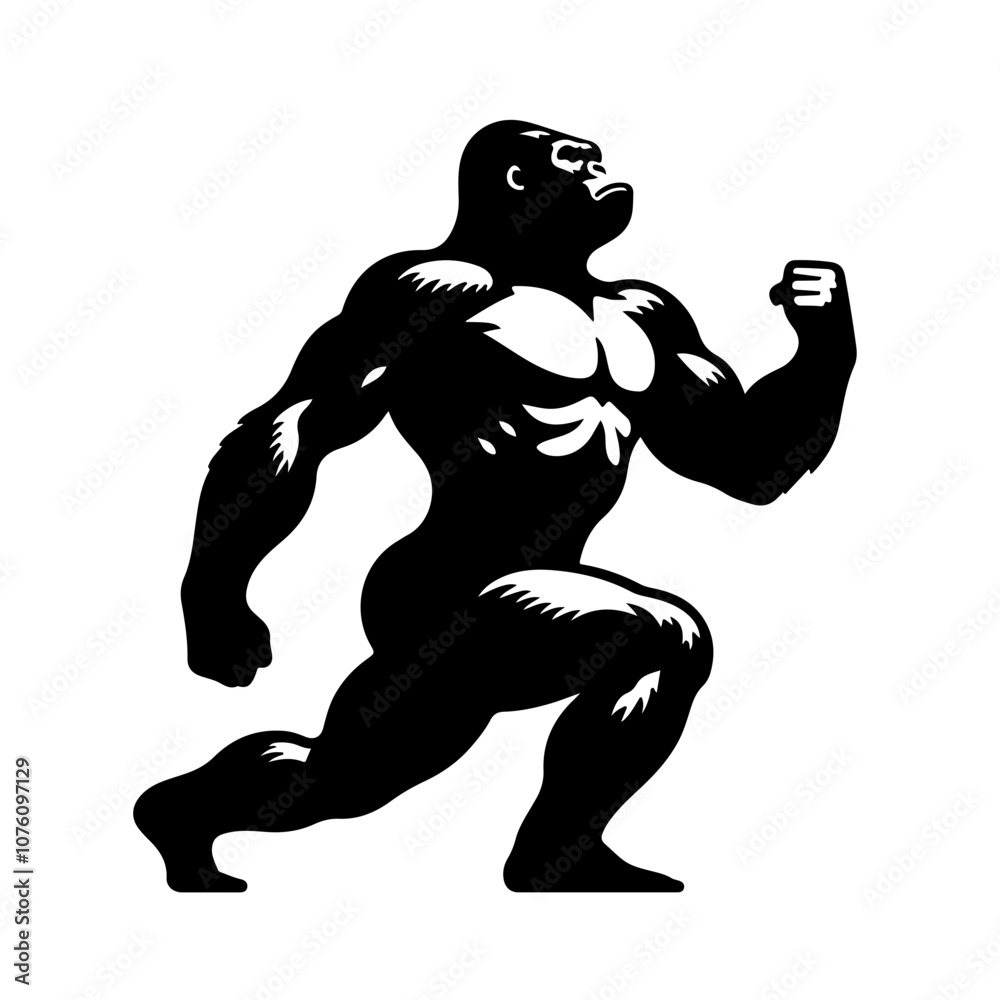 Fototapeta premium Gorilla doing lunges Vector Logo